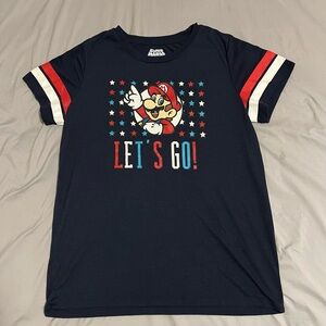 Nintendo Super Mario Blue and Red Short Sleeve Tee